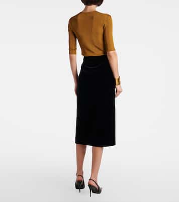 Cotton velvet pencil skirt | Saint Laurent