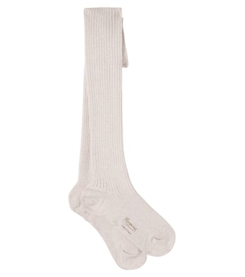 Cotton-blend lamé knee-high tights | Bonpoint