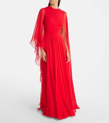 Caped draped silk chiffon gown | Givenchy