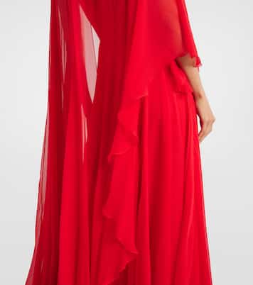 Caped draped silk chiffon gown | Givenchy