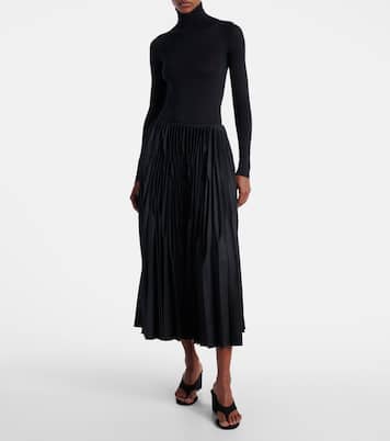 Pleated wool flannel midi skirt | Alaïa