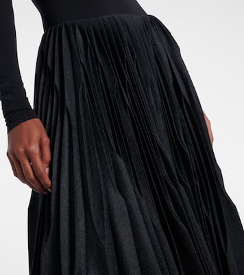 Pleated wool flannel midi skirt | Alaïa