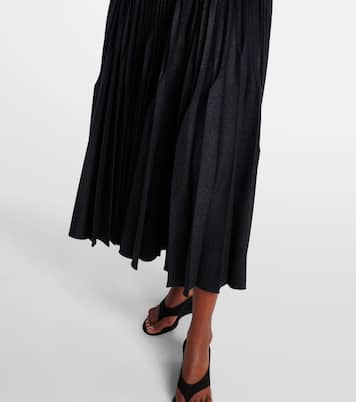 Pleated wool flannel midi skirt | Alaïa