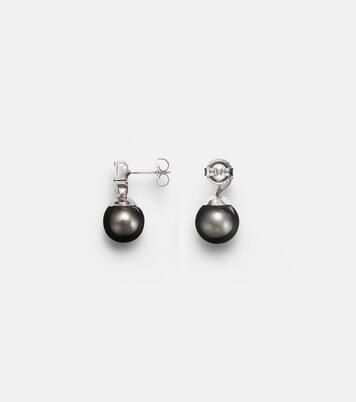 18kt white gold earrings with diamonds and pearls | Suzanne Kalan