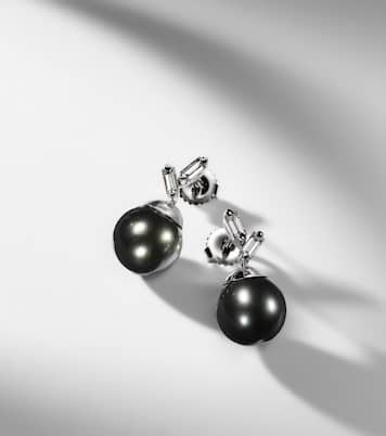 18kt white gold earrings with diamonds and pearls | Suzanne Kalan