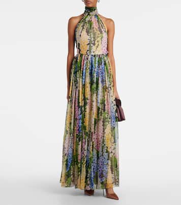 Floral gathered silk chiffon gown | Oscar de la Renta