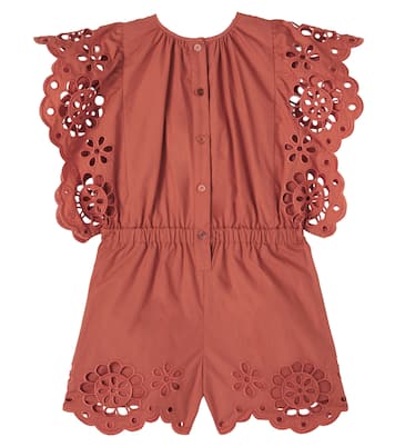 Awaken embroidered scalloped cotton playsuit | Zimmermann Kids