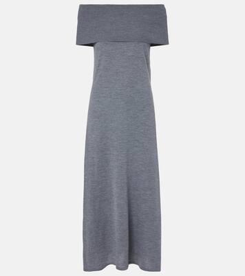 Off-shoulder virgin wool maxi dress | Jardin des Orangers