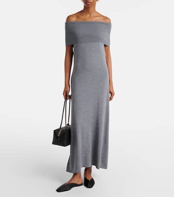 Off-shoulder virgin wool maxi dress | Jardin des Orangers