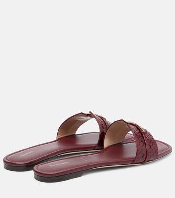 Julianne croc-effect leather slides | Tom Ford