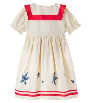 Vestido Pearl de algodón y lino estampado | Bebe Organic