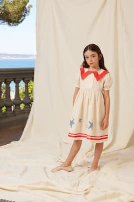 Vestido Pearl de algodón y lino estampado | Bebe Organic