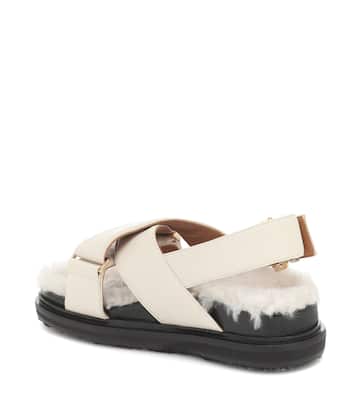 Sandalias Fussbett de piel y borrego | Marni