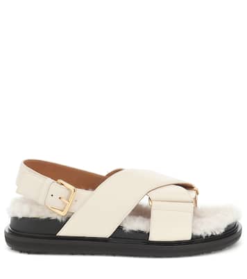 Sandalias Fussbett de piel y borrego | Marni