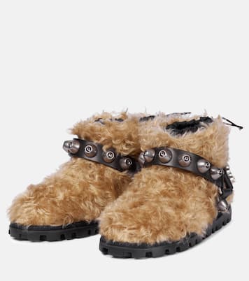 Studded teddy ankle boots | Miu Miu