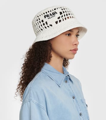 Raffia-effect bucket hat | Prada