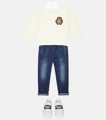 Pullover in lana con logo | Dolce&Gabbana Kids