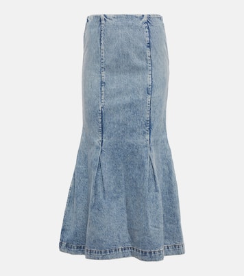 Falda midi Levine en denim con costuras | Khaite