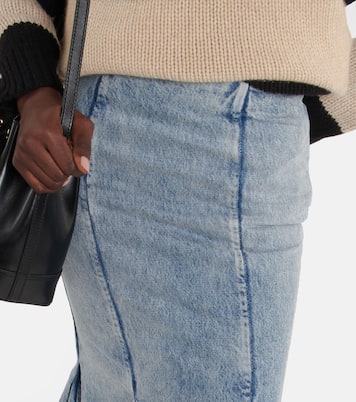 Falda midi Levine en denim con costuras | Khaite