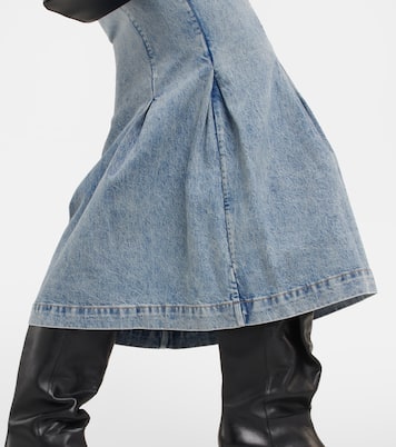 Falda midi Levine en denim con costuras | Khaite