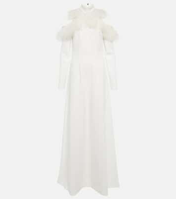 Bridal feather-trimmed crêpe gown | Christopher Kane