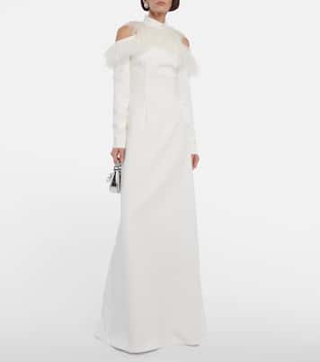 Bridal feather-trimmed crêpe gown | Christopher Kane
