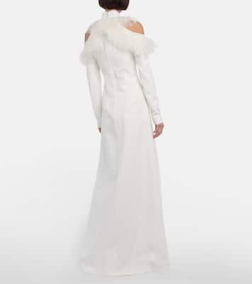 Bridal feather-trimmed crêpe gown | Christopher Kane