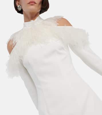 Bridal feather-trimmed crêpe gown | Christopher Kane