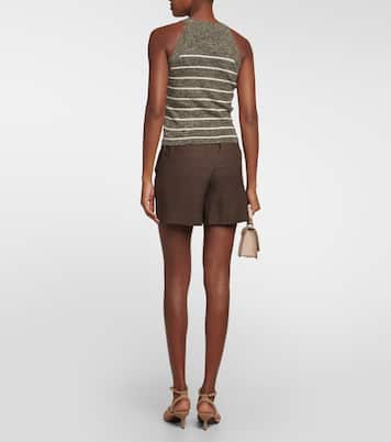 Tank top en mezcla de lino a rayas | Brunello Cucinelli