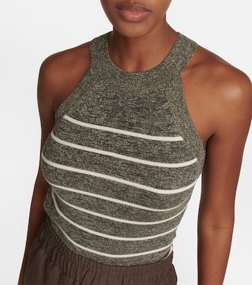 Tank top en mezcla de lino a rayas | Brunello Cucinelli