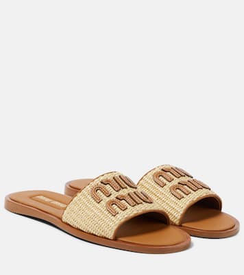Logo raffia slides   | Miu Miu