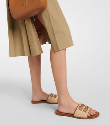 Logo raffia slides   | Miu Miu