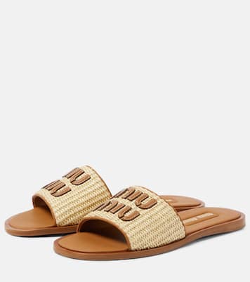 Logo raffia slides   | Miu Miu