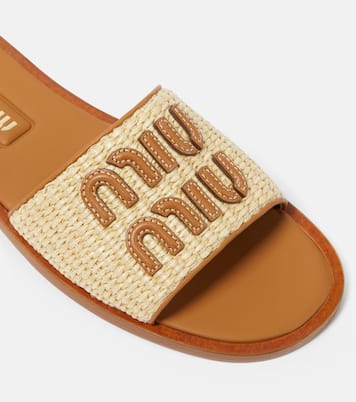 Logo raffia slides   | Miu Miu