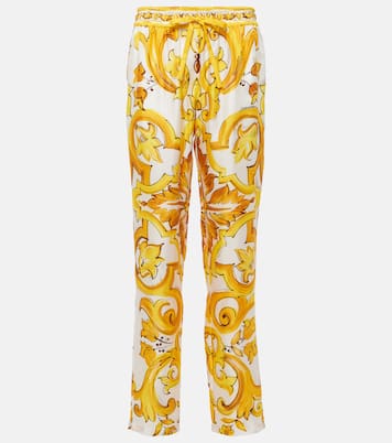 Pantalon droit Majolica en soie | Dolce&Gabbana
