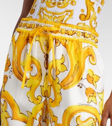 Pantalon droit Majolica en soie | Dolce&Gabbana