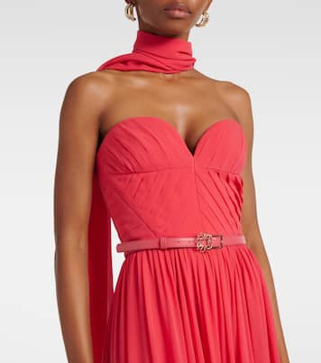 Abito lungo in seta con foulard | Elie Saab