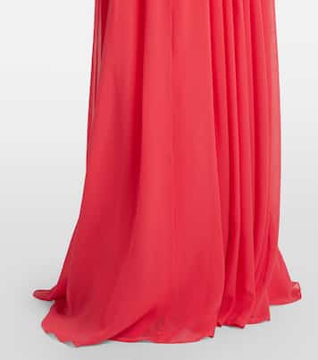 Abito lungo in seta con foulard | Elie Saab