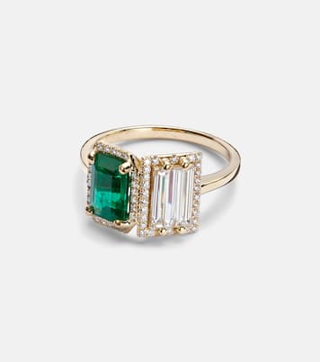 Bague en or 18 ct, diamants et émeraudes | Suzanne Kalan