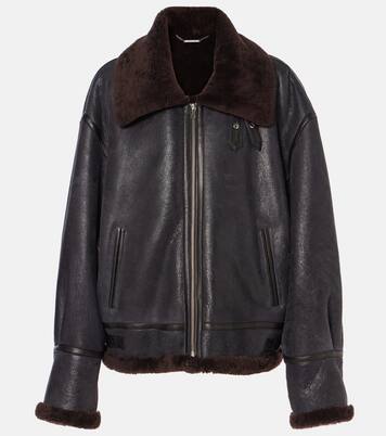 Giacca Portia in pelle con shearling | Nour Hammour