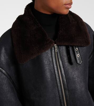 Giacca Portia in pelle con shearling | Nour Hammour