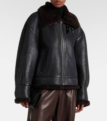Giacca Portia in pelle con shearling | Nour Hammour