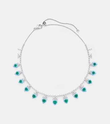 Choker en or blanc 18 ct, émeraudes et diamants | Kamyen