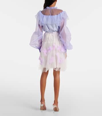 Jupe midi en résille à fleurs | Susan Fang