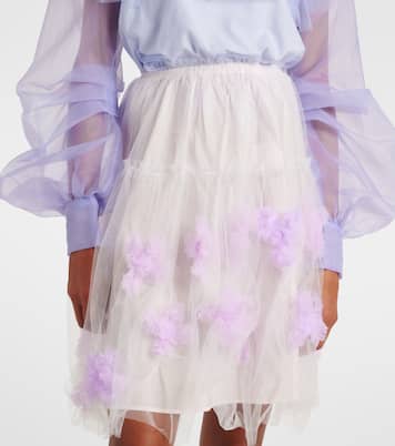Jupe midi en résille à fleurs | Susan Fang