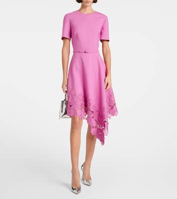 Vestido midi floral con encaje | Oscar de la Renta