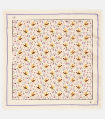 Foulard in twill di seta con stampa | Valentino