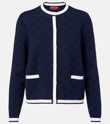 Cárdigan de algodón con GG en intarsia | Gucci
