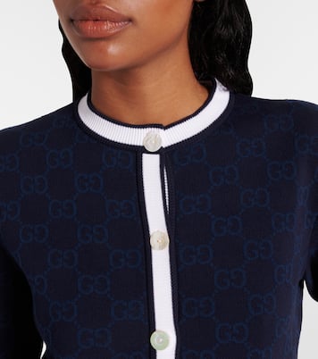 Cárdigan de algodón con GG en intarsia | Gucci