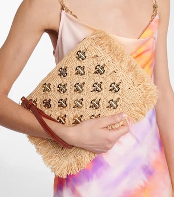 Pochette en raphia à ornements | Rabanne